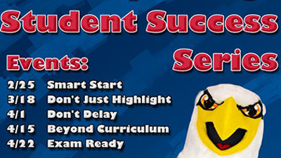 Student Success Series Graphic with photo of Archie Eagle