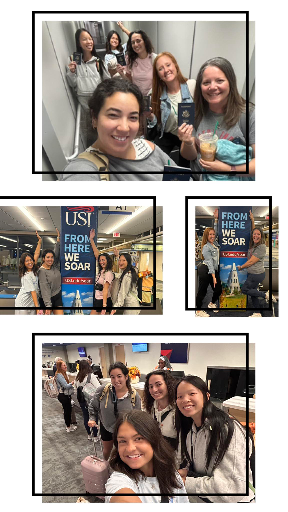 Photos of OT students at the Evansville Airport