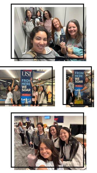 Photos of OT students at the Evansville Airport