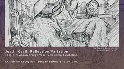 Exhibition poster featuring drawing of man playing a mandolin