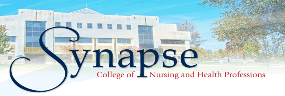 The word "Synapse" and an artist rendering of the Health Professions Center