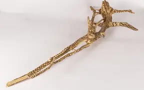 tattooed wood art piece