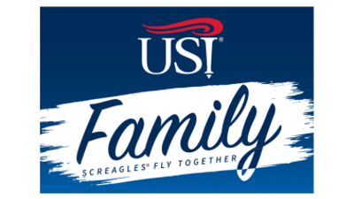 USI Family logo with the words "Screagles Fly Together"