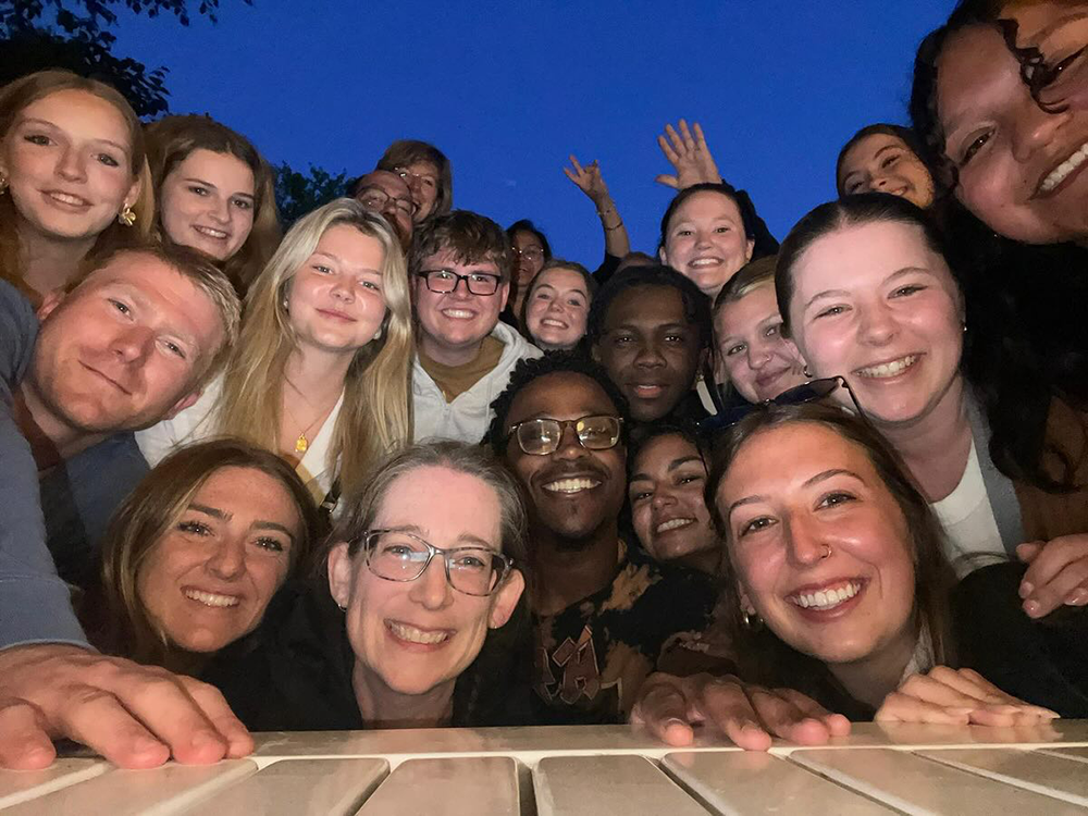 Faculty and students take selfie photo on last night in Berlin