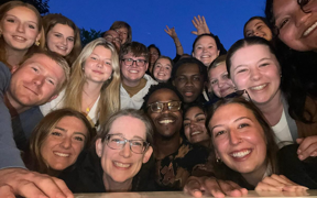 Faculty and students take selfie photo on last night in Berlin