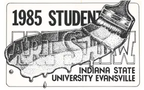 1985 ISUE Student Art Show postcard, art by Scott Titzer