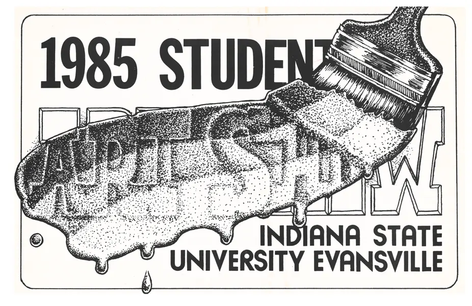 1985 ISUE Student Art Show postcard, art by Scott Titzer