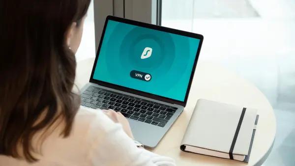 woman using VPN on computer