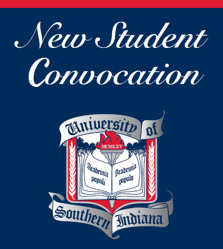 Graphic of "New Student Convocation" with the USI seal