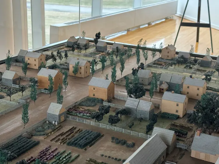 Miniature model of the town of New Harmony as it used to be