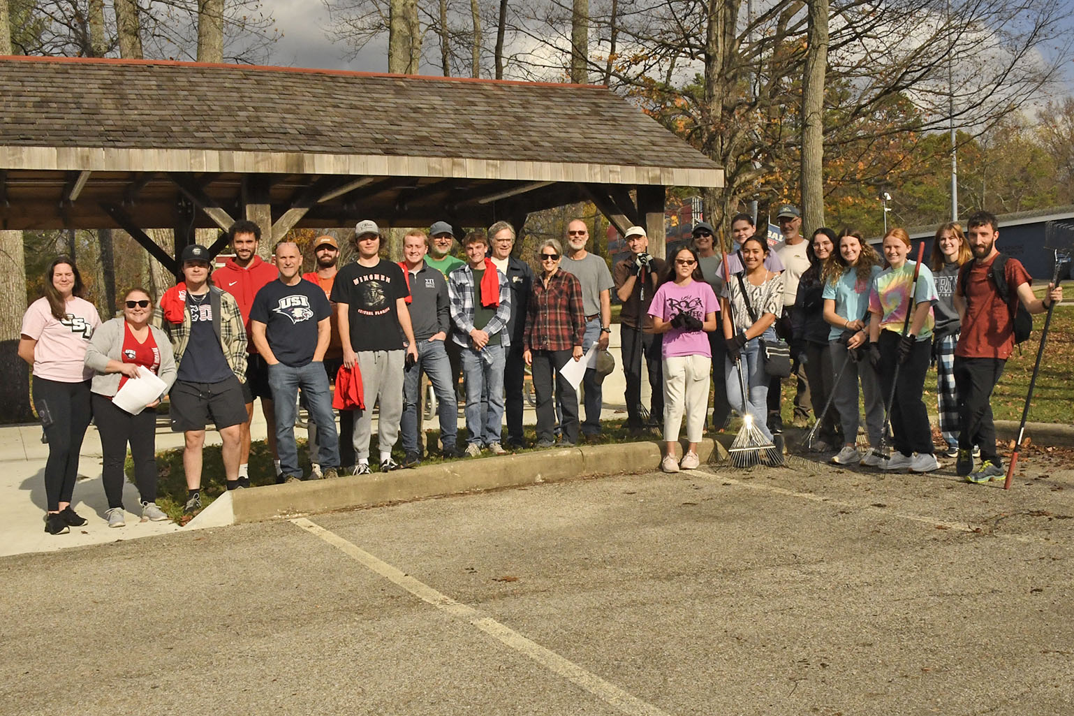 Members of USI's Trail Committee with volunteers at the 1st Trail Clean Up and Weed Wrangle. 
