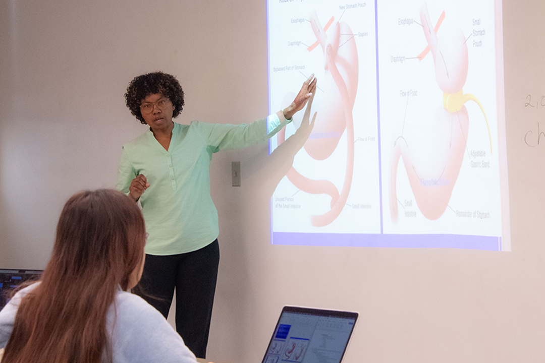 Photo of an instructor teaching in a classroom