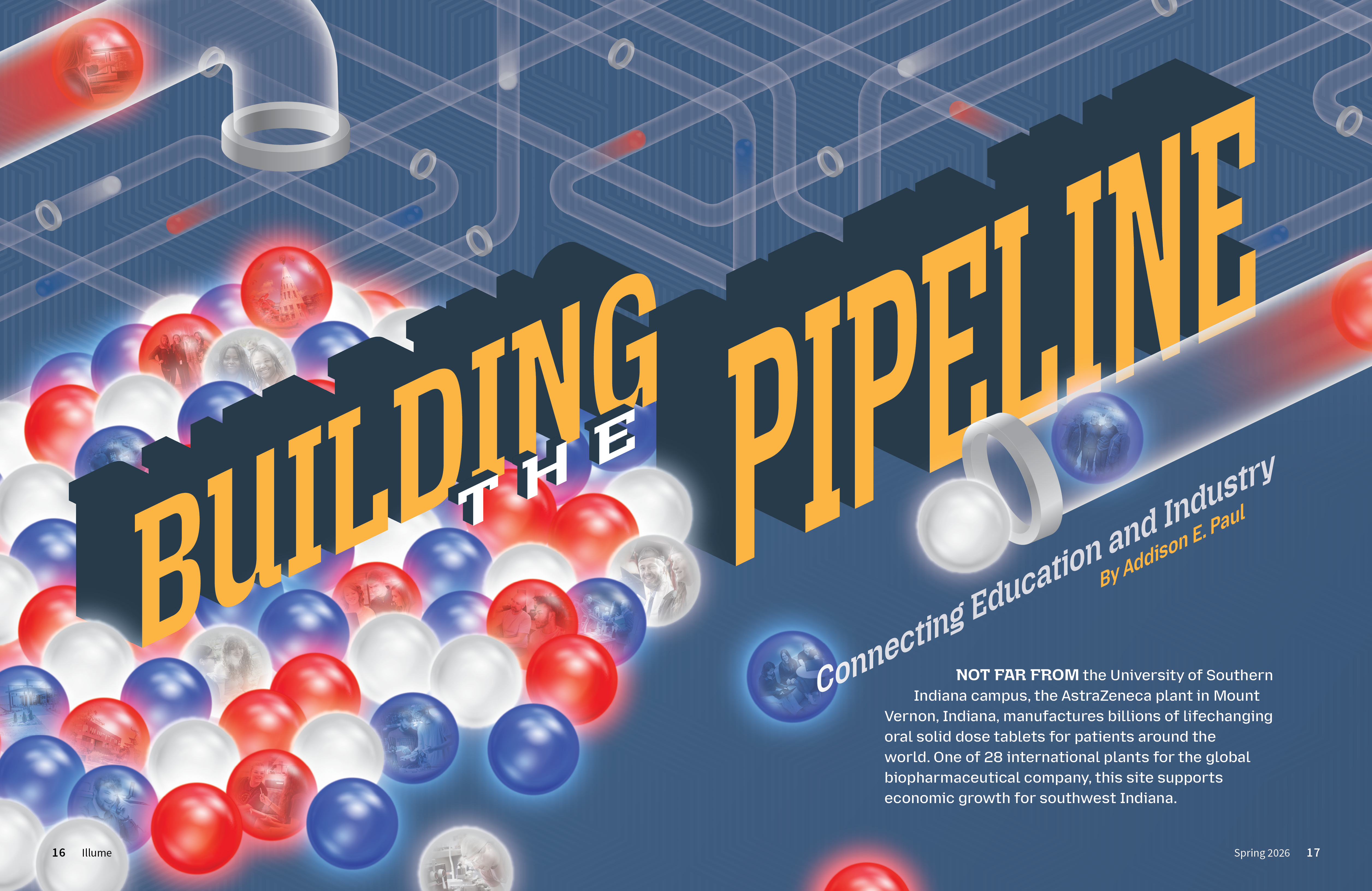 Magazine spread depicting a student to employee pipeline