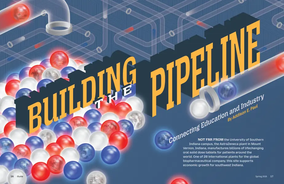 Magazine spread depicting a student to employee pipeline