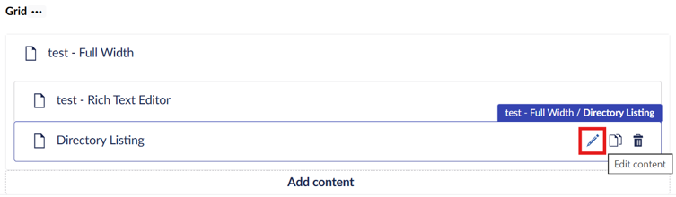 Screenshot of Umbraco screen for editing a Directory Listing