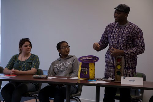 student talking
