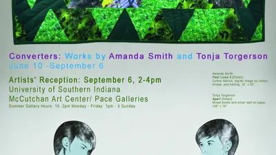 Exhibition poster featuring art from the exhibition artists