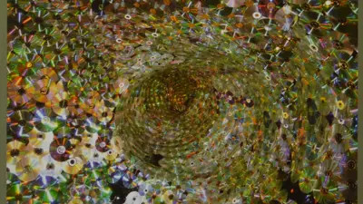 Exhibition postcard for "Infodumps and Datafills" by Leticia Bajuyo