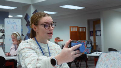 USI student Ava recording video of herself