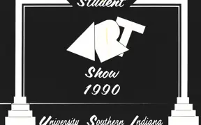 USI Student Art Show 1990 postcard, art by Timothy Hayde