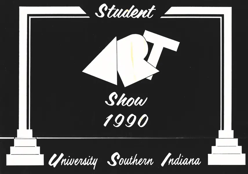 USI Student Art Show 1990 postcard, art by Timothy Hayde
