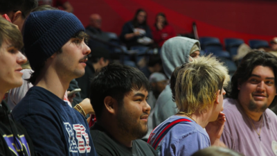 students at a basketball game