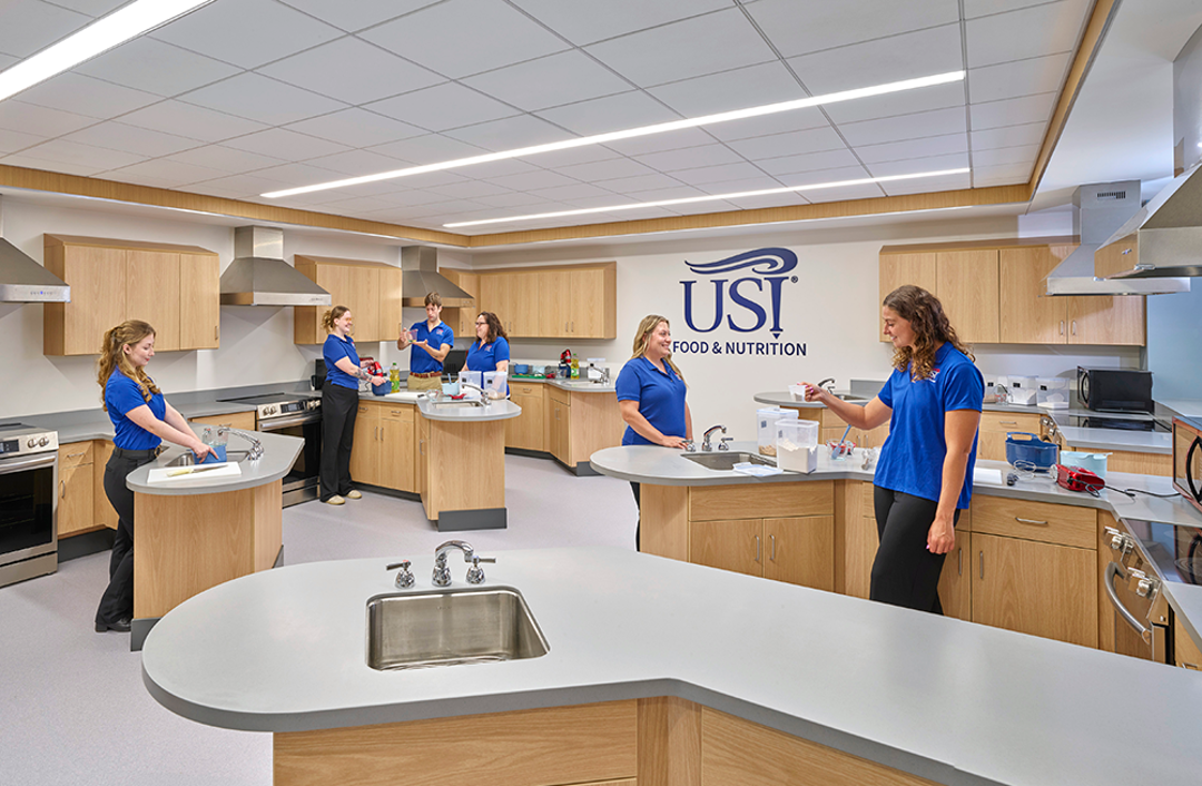 Wide shot of the kitchen on the lower level of HP Center