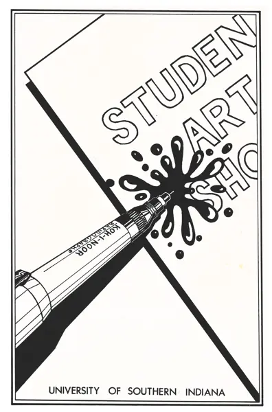USI Student Art Show postcard from 1986, art by Lori Higgins