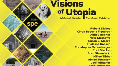 Exhibition postcard for "Visions of Utopia", a Society for Photographic Education Midwest Chapter members' exhibition