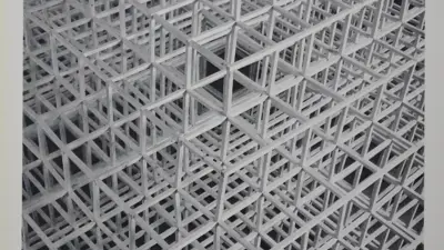 White wire cube structure artwork from Josh Rodenberg's "Cubeular" exhibition
