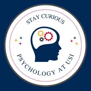 Stay Curious - Psychology at USI logo. Image of Head with gears inside
