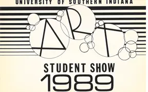 USI Art Student Show 1989 postcard, art by Susan Kreilein