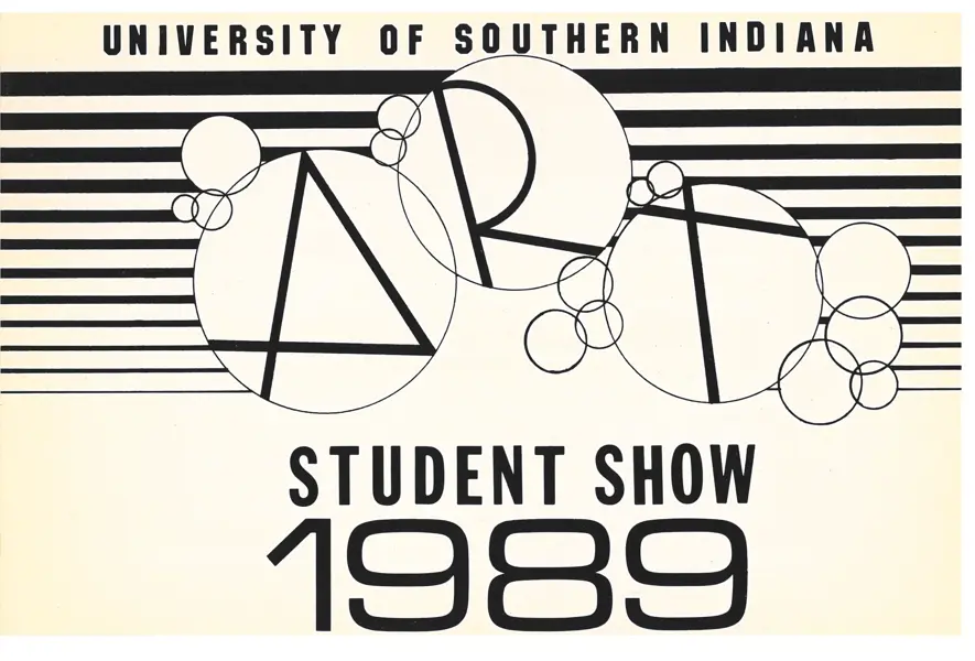 USI Art Student Show 1989 postcard, art by Susan Kreilein