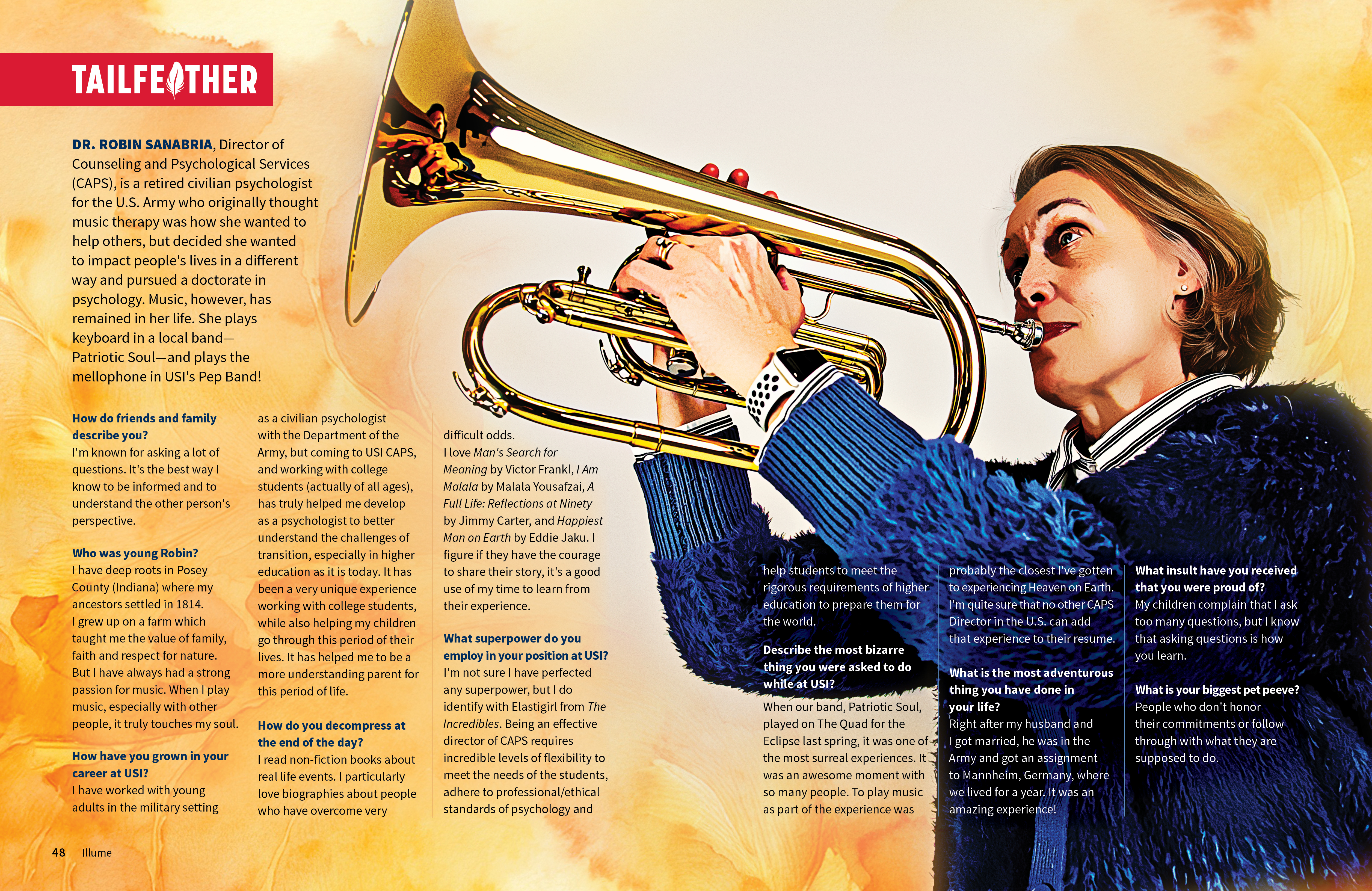Magazine spread featuring Robin Sanabria