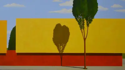 Artwork of a tree by Armin Mühsam, featured in the "Intervention Landscapes" exhibition