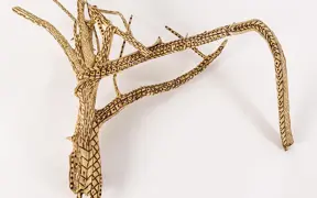 tattooed wood art piece