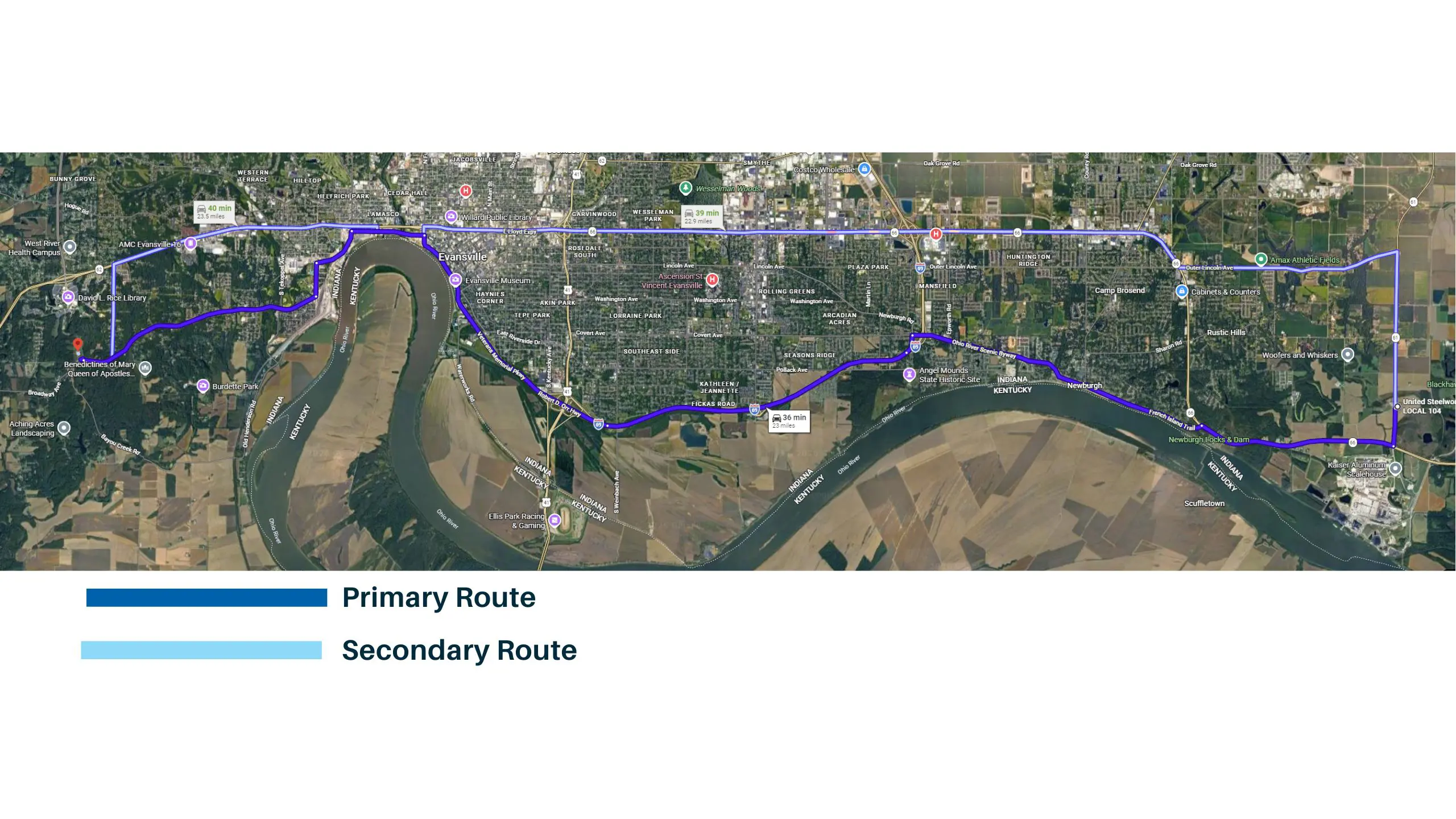Map of escort route