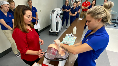 Nutrition students practicing NG tube
