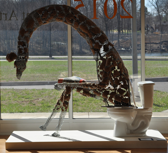 Matt Perez Giraffes are Pretentious; They Always Look Down on Us Wire, steel, yarn. Sculpture Merit Award