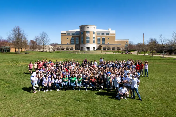group photo of students on the quad