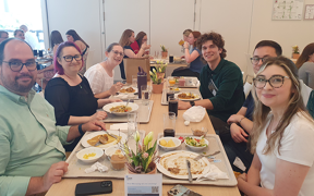 Students gather for a meal