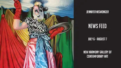 Exhibition poster for "News Feed" featuring Jennifer Niswonger