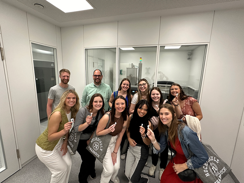 Students pose for photo in a German hospital