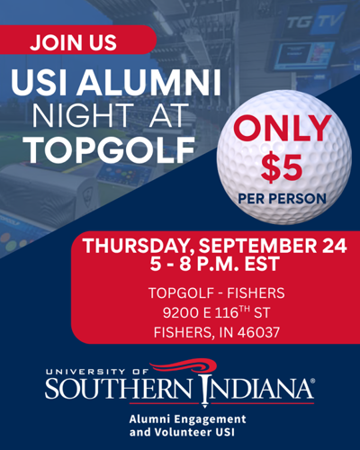 USI Alumni Night at Topgolf infographic 