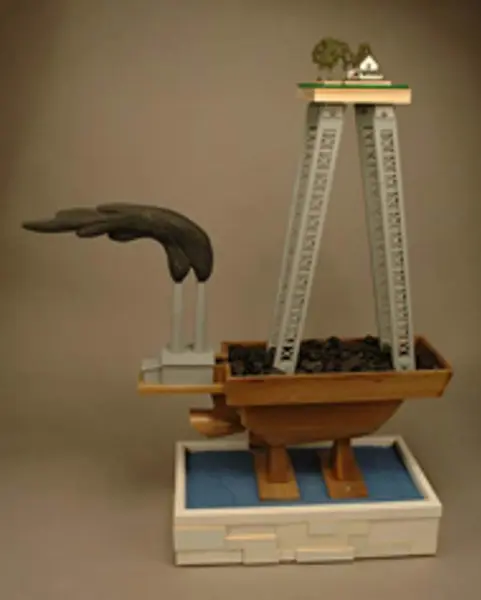Climate Change Plan B Boat, Rob Millard-Mendez, wood, paint, metal, plastic, and coal, 2012
