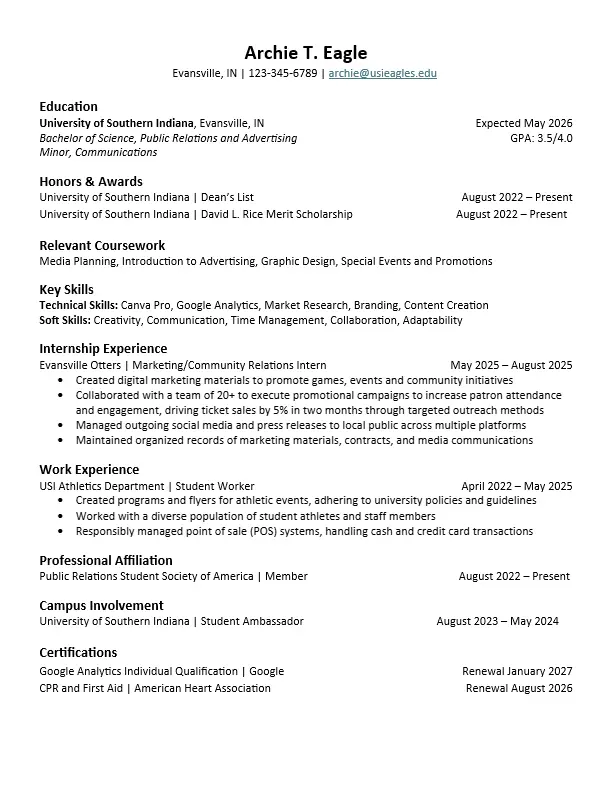 resume sample 