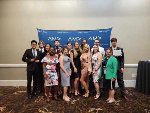 Students of USI's AMA chapter pose at the conference in New Orleans