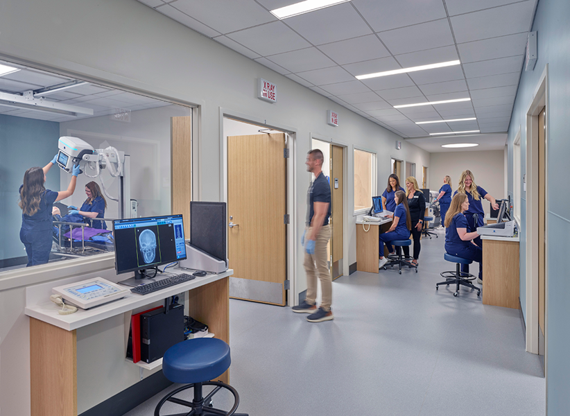 View from the hallway of radiologic suite