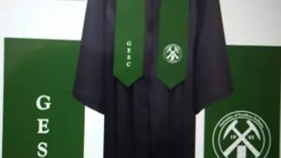 Geology and Environmental Science Club stole on a commencement robe