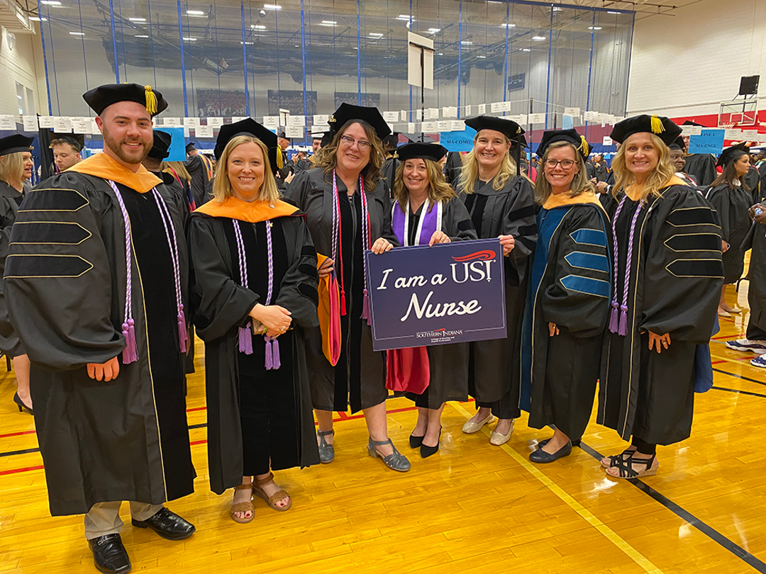 Photo of Doctor of Nursing Practice faculty and students at USI commencement